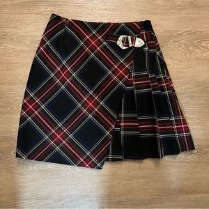 Maje Navy and Red Checked Tartan-print Mini Skirt
